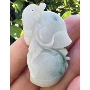 Natural Green Jade Jadeite Pendant Elephant Peach Carved Lucky Prosperity Charm